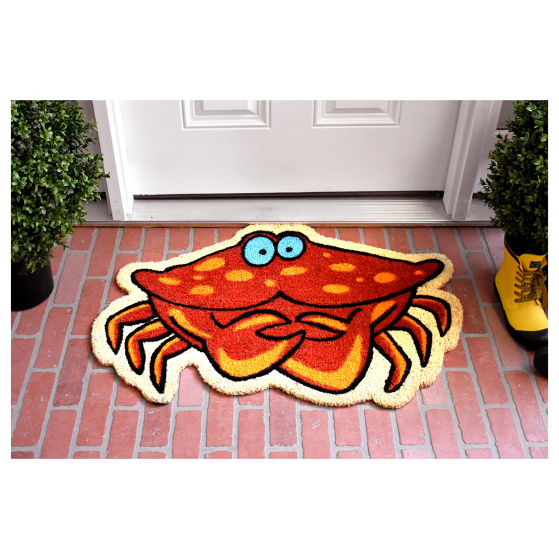 Tapis de porte d’extérieur anti-dérapant crabe Ilana, Rouge / Noir, Rectangle 1 pi 4 po x 2 pi 4 po