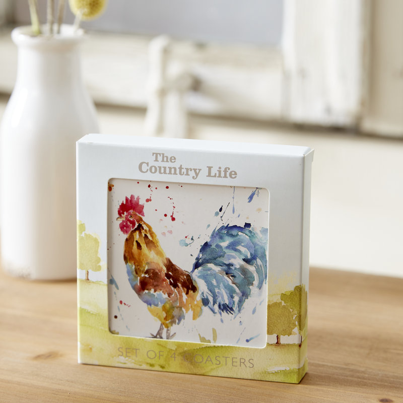Lobardy Wood Square 4 Piece Coaster Set