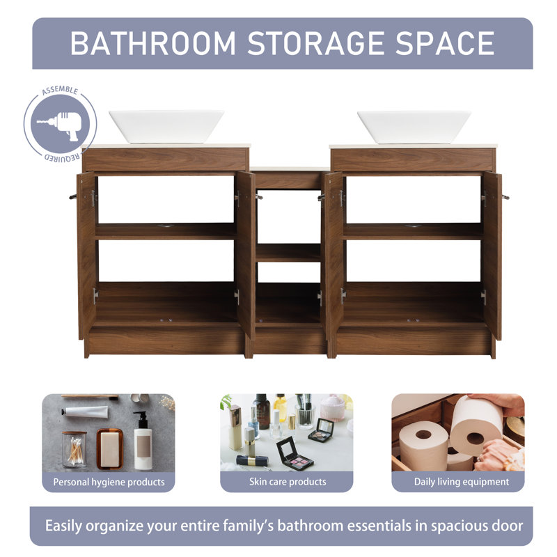 Aranwen 58.93'' Double Bathroom Vanity with Sintered Stone Top