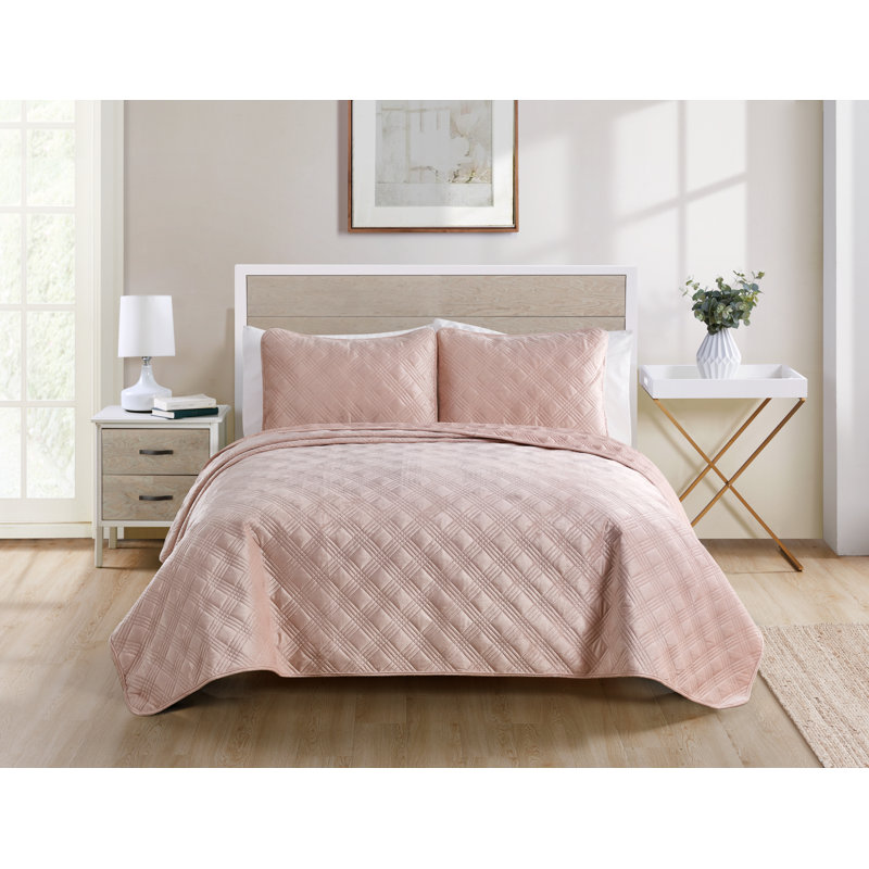 Ensemble de matelassé velours Belton, Simple TG, Rosé