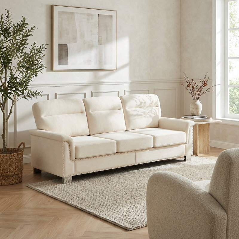 Canapé contemporain en tissu Snowfleece, Beige