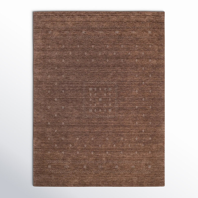 Simi Hand Knotted Cotton/Wool Southwestern Area Rug, Rectangle 9' x 12', Dark Brown