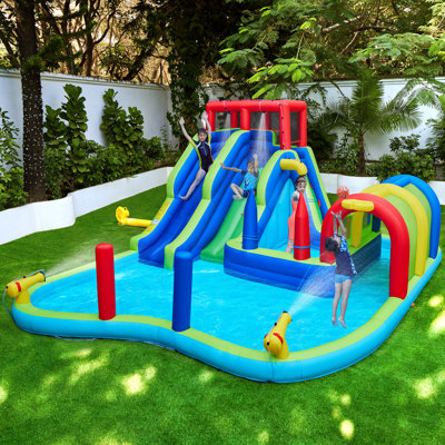 201.6" x 165.6" Inflatable Water Slide with Air Blower