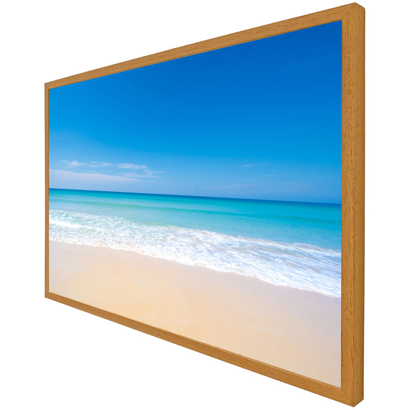 Damron Nature Landscape View Of Beautiful Tropical Beach And Sea In Sunny Day - Single Picture Frame Print, Oak Framed