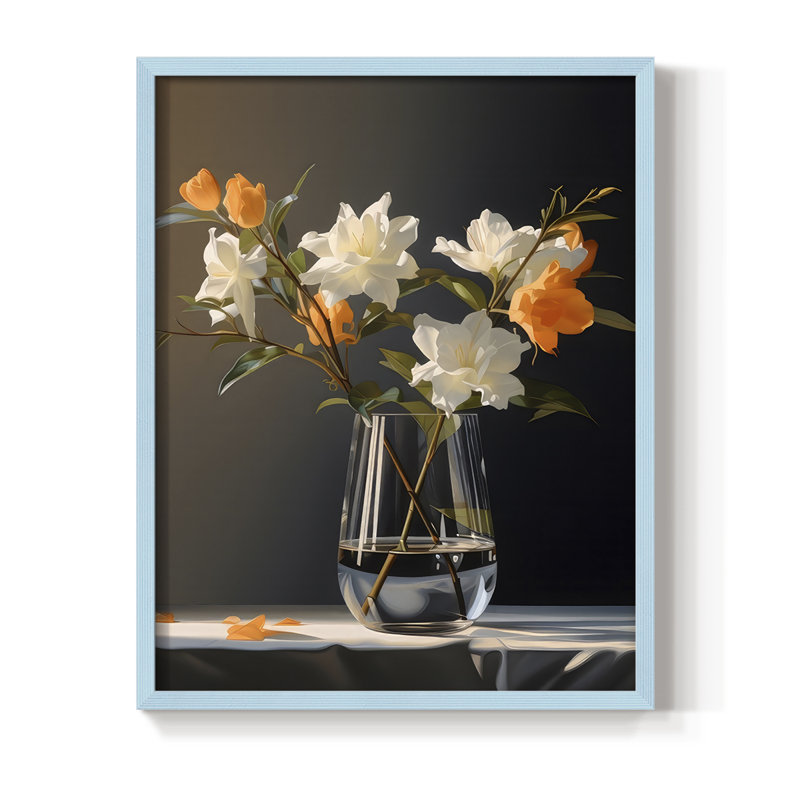 Reproduction encadrée Classy Vase II - bois massif, H 15 po x l 12 po, Bleu