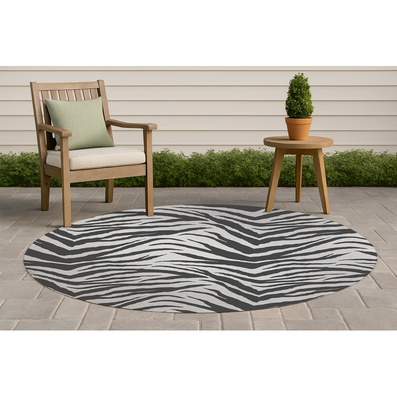 Tapis d'extérieur antidérapant à motif zébré, Rond 5 pi