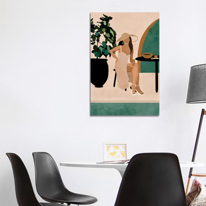 Brunch au bord de la piscine par Bria Nicole-impression d’art graphique, H 40 po x l 26 po x P 1,5 po, Toile tendue
