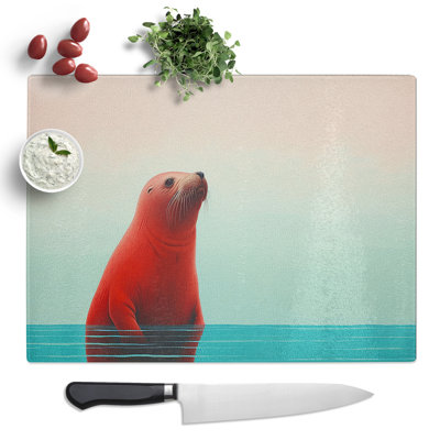 Sea Lion Minimalism No.2  Glass Chopping Board
