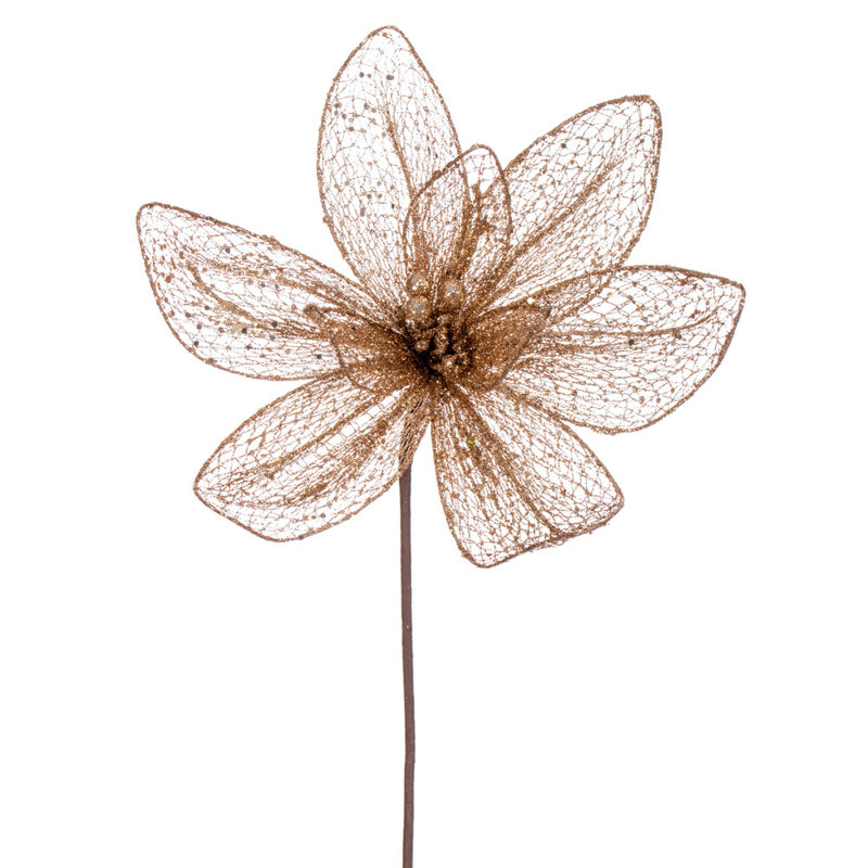 Tissu avec tige de poinsettia, Or rose