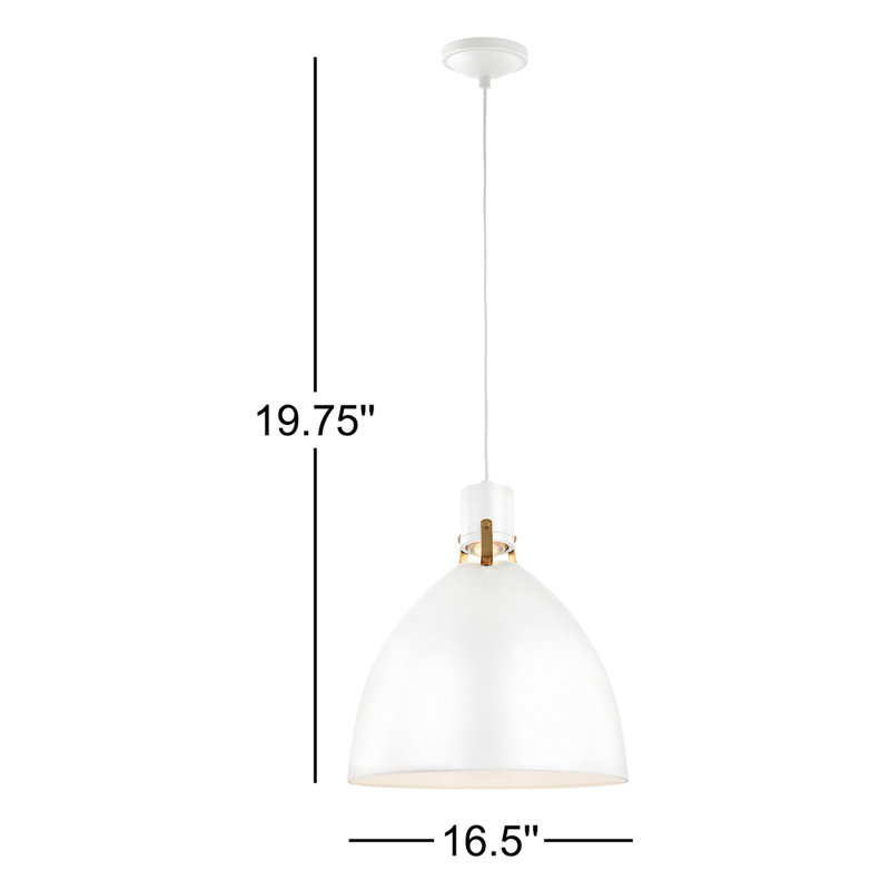 Uma 1-Light Dimmable LED Single Pendant , Flat White, 19.75" H x 16.5" W x 16.5" D