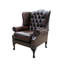 Upholstered Full Grain Leather Wingback Chair-75262735