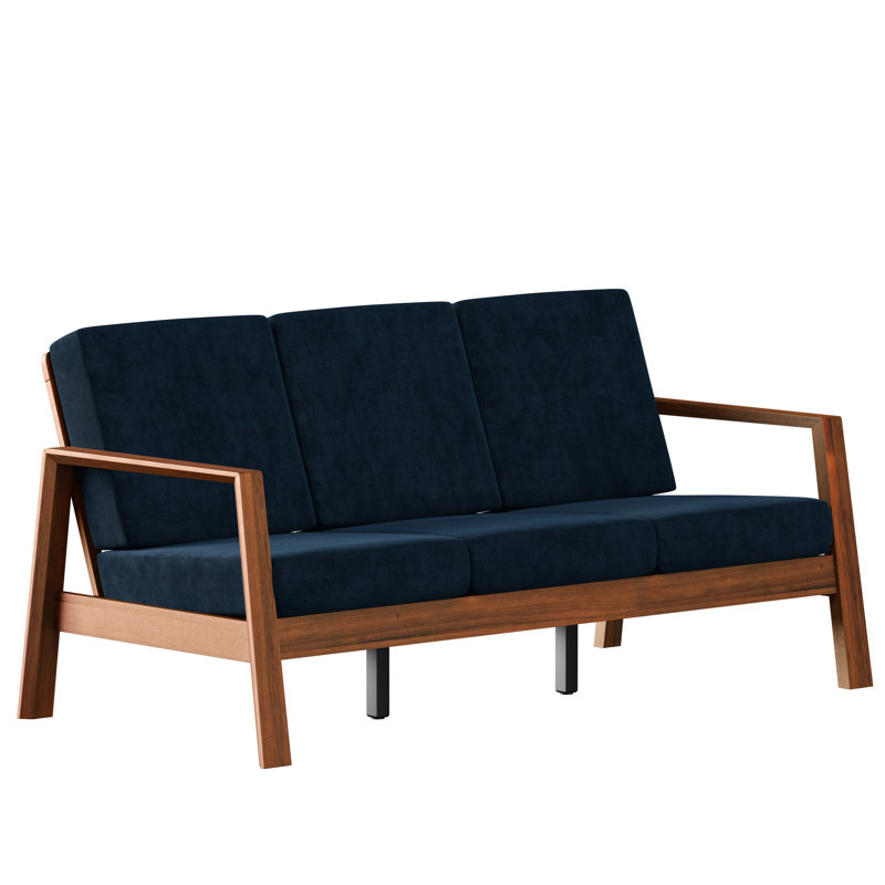 Structure d'inspiration Mid-Century avec velours bleu marine et structure en bois massif bleu