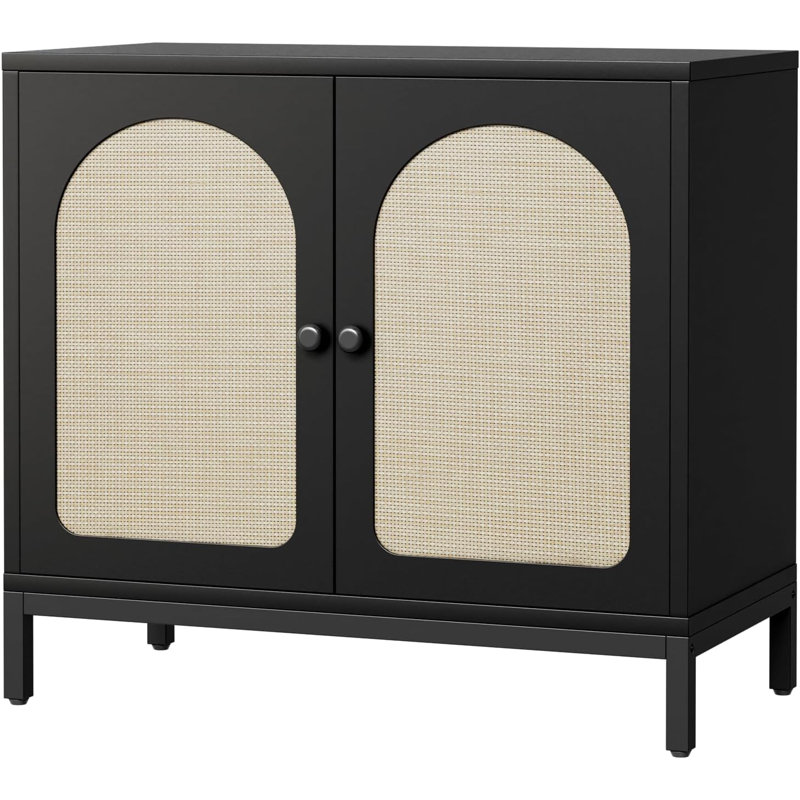 Buffet Cabinet with Storage, Kitchen Storage Cabinet with Rattan Doors, Accent Cabinet with Adjustable Shelves, Sideboard Cabinet Cupboard Console Table for Living Room