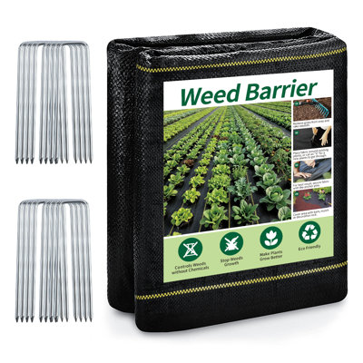 100' L x 3' W Double Layer Weed Control Fabric,Heavy Duty PP Weed Barrier Garden Landscape Fabric,Reduces Evaporation,Easy Cut,Good breathability