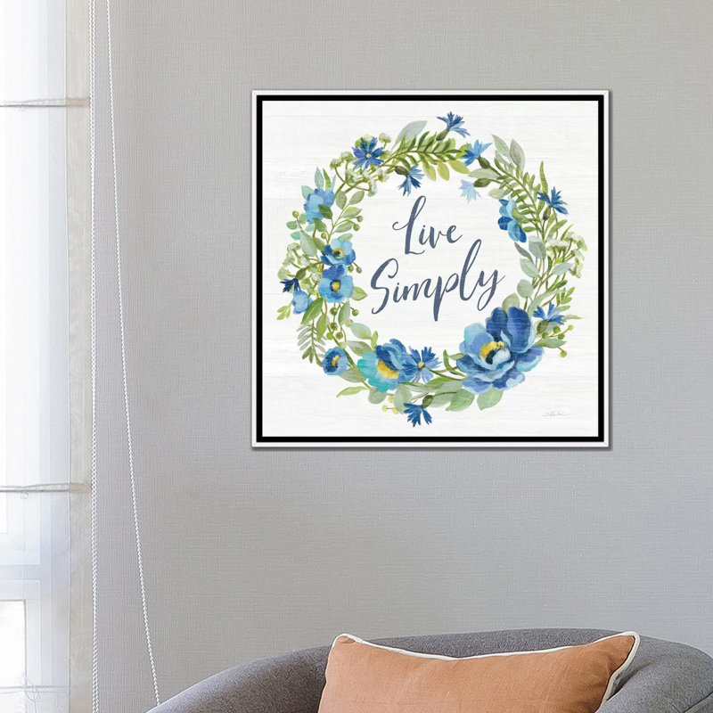 «Botanical Blue VI» par Silvia Vassileva - impression d'art graphique, Toile blanche encadrée, H 26 po x l 26 po x P 1,5 po