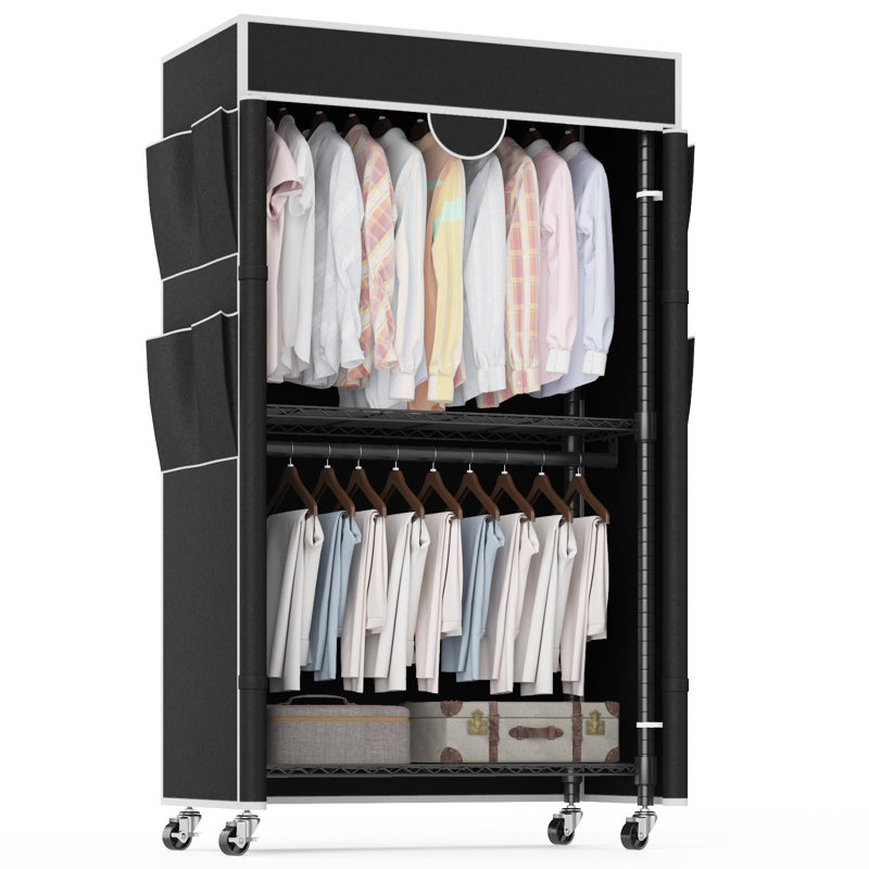 Anjo 89.18cm Rolling Clothing Rack, Black