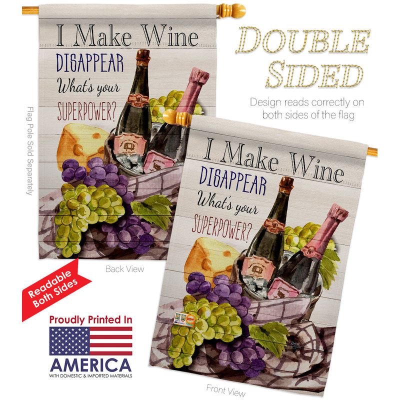Drapeau de maison à deux côtés en polyester 40 H x 28 W Wine Superpower