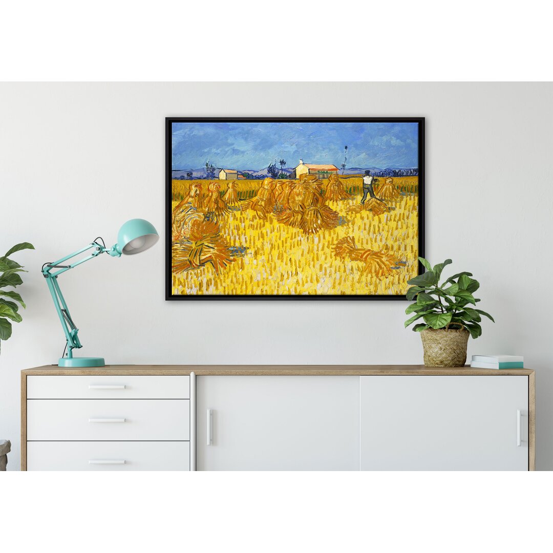 Gerahmtes Leinwandbild Grain Harvest in Provence von Vincent Van Gogh