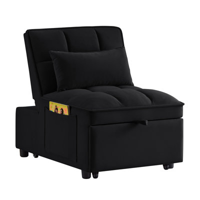 4 in1 Multi-Function Single Sofa Bed with Storage Pockets,Convertible  Chaise Lounge