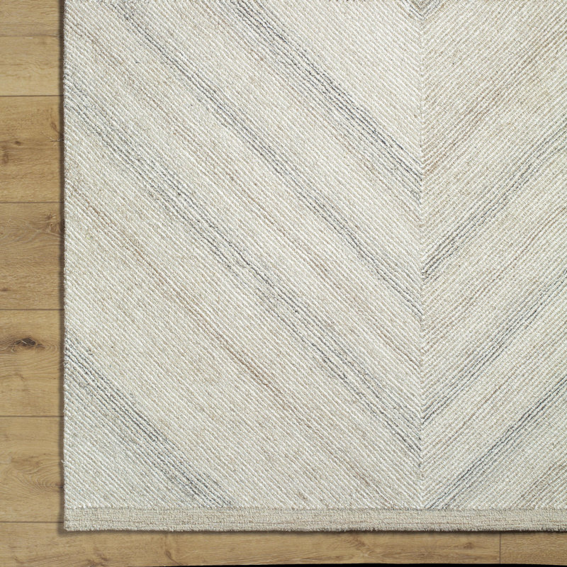 Tapis beige rectangulaire en laine touffeté à la main Lumpkin, Rectangle 8 pi x 10 pi