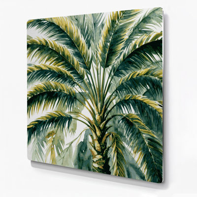 «Botanical Areca Palm», art mural en métal beige