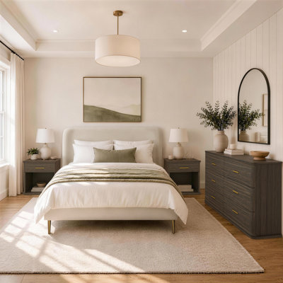 Ensemble de chambre à coucher avec commode et table de chevet 3 pièces Clifford
