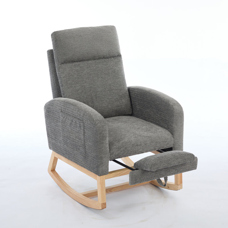 Chaise berçante avec pieds en bois massif, chaise berçante Modern, Gris foncé