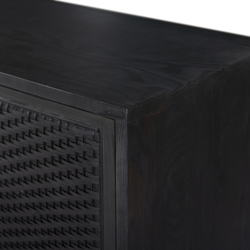 Levon Solid Wood Accent Cabinet, Black