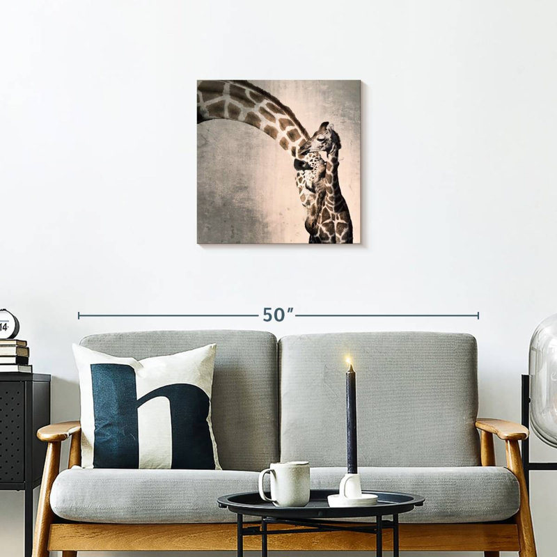 Brampt, mère et fils, girafe, H 20 po x l 20 po