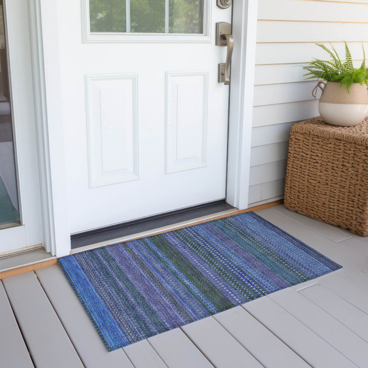 Kinslee Washable Striped Indoor / Outdoor Rug