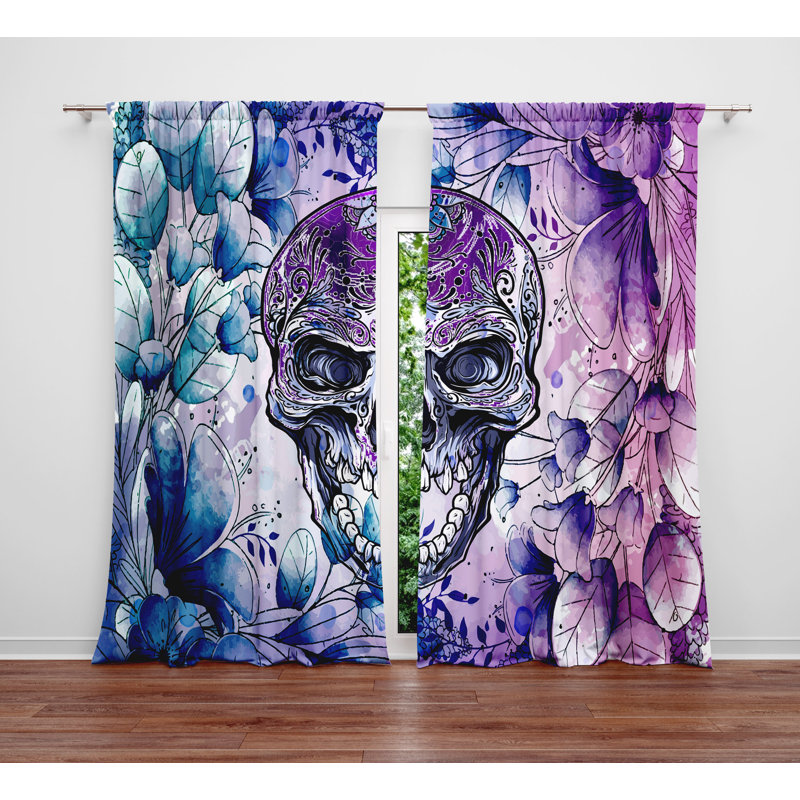 Panneaux de rideaux Skull, L 40 po x L 82 po