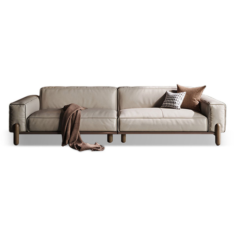 Coussin modulaire en cuir véritable, H 37,01 po x l 109,84 po x P 29,13 po, 4, Noir, noir, noir, noir
