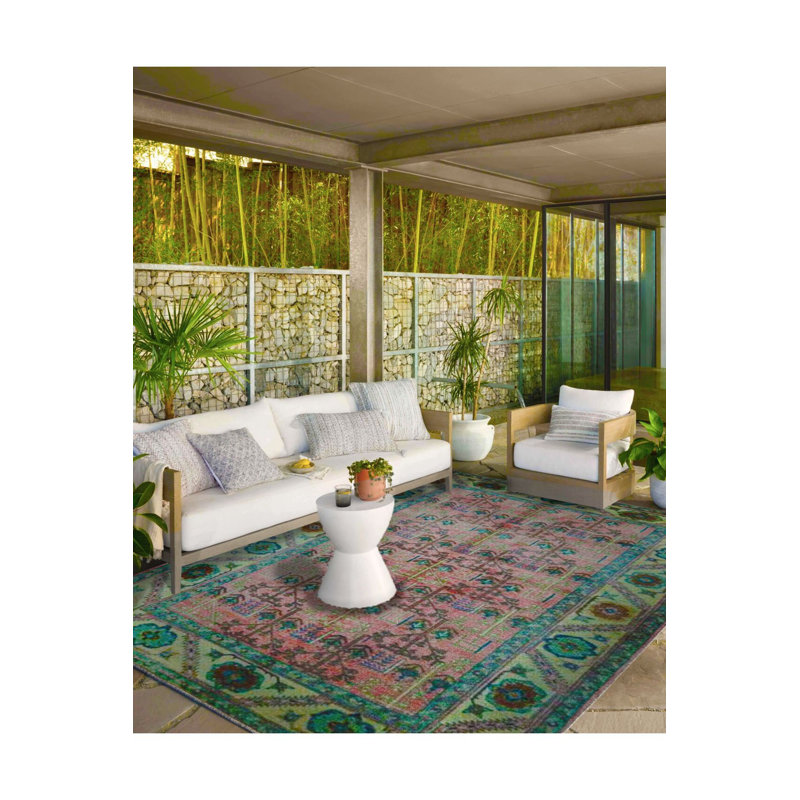 Tapis tissé à motif géométrique traditionnel avec bordure et tapis lavable, Rectangle 3 pi 3 po x 4 pi 11 po