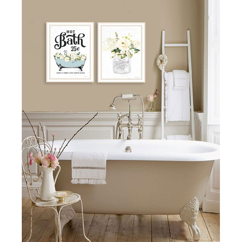 Art mural encadré pour salle de bain, impression murale pour salle de bain Ophelia & Co., Blanc