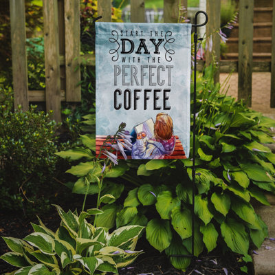 Start The Day Coffee Sign Double Sided 15'' H x 11'' W Polyester Garden Flag