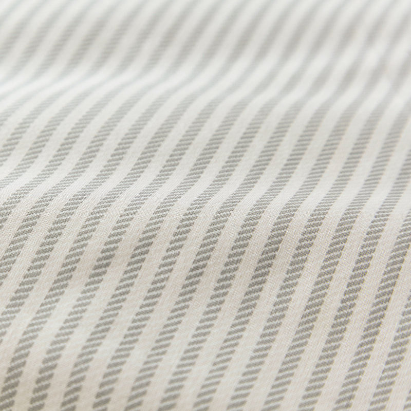 Twill Stripe Duvet Cover Set, Grey Striped, Double Duvet Cover + 2 Pillowcases