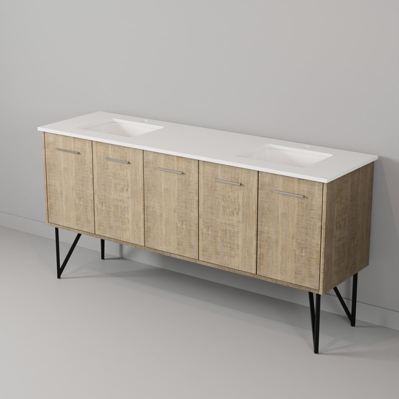 Meuble-lavabo double l 72 po x P 20 po Lancy , Quartz blanc
