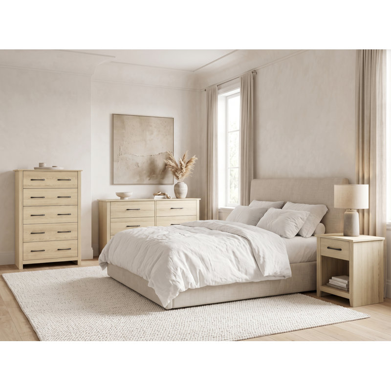 Ensemble de chambre à coucher moderne 3 pièces Erwan, Dusty Gray Oak, 3 Pcs: Dresser, Chest, Nightstand