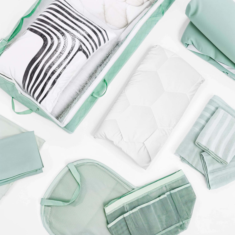 Back to College Kit, Twin xl Bed in a Bag With College Essentials & Cooling Pillows, Sage