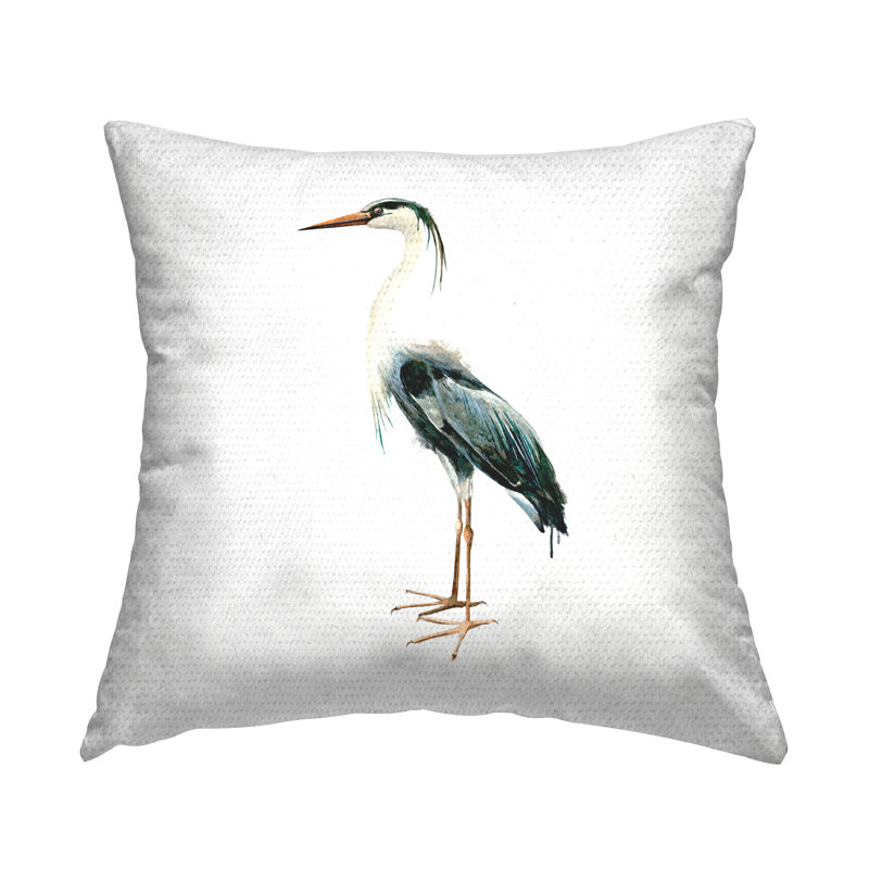 Stupell Industries Heron Bird Minimal Wildlife Printed Outdoor Throw Pillow Design By Artsy Sally