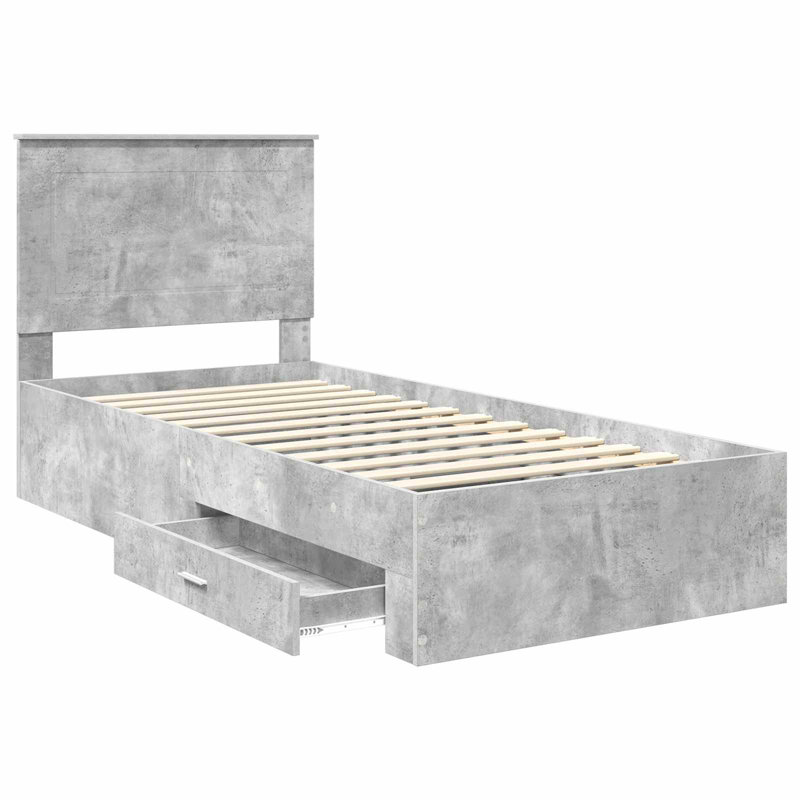 Bed Frame, European Single (90 x 200 cm), Concrete Grey