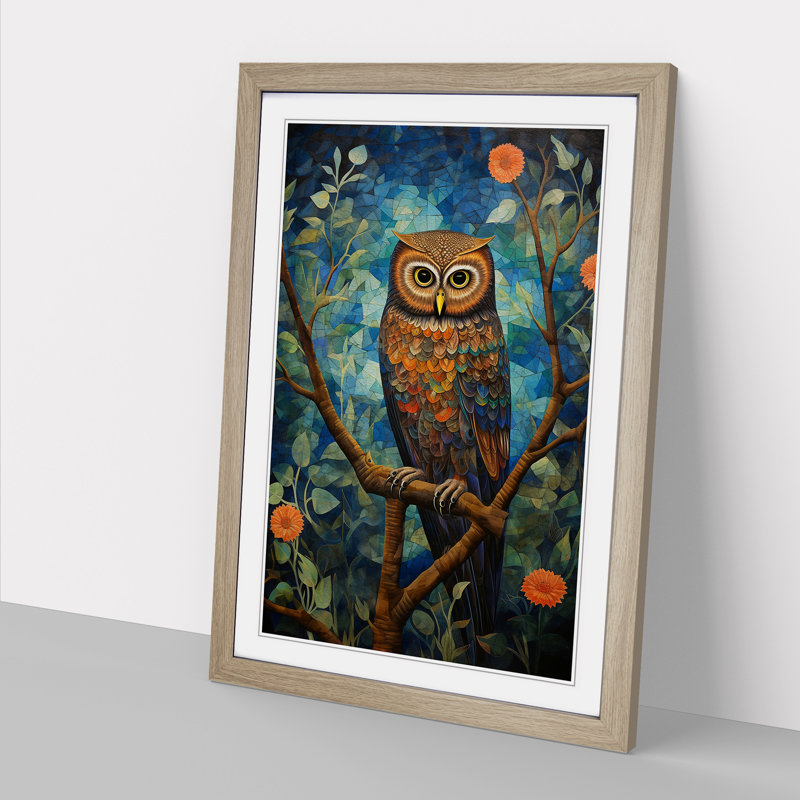 Owl Orphism No.2 - Framed Print, Oak Framed, 34cm H x 25cm W x 2cm D