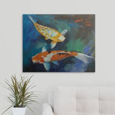 Koi Fish and Lotus Shower Curtain by Michael Creese - Michael