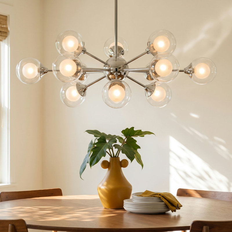 Optimist Dimmable Sputnik Sphere Chandelier, 11" H x 29" W x 29" D, Polished Chrome, 12