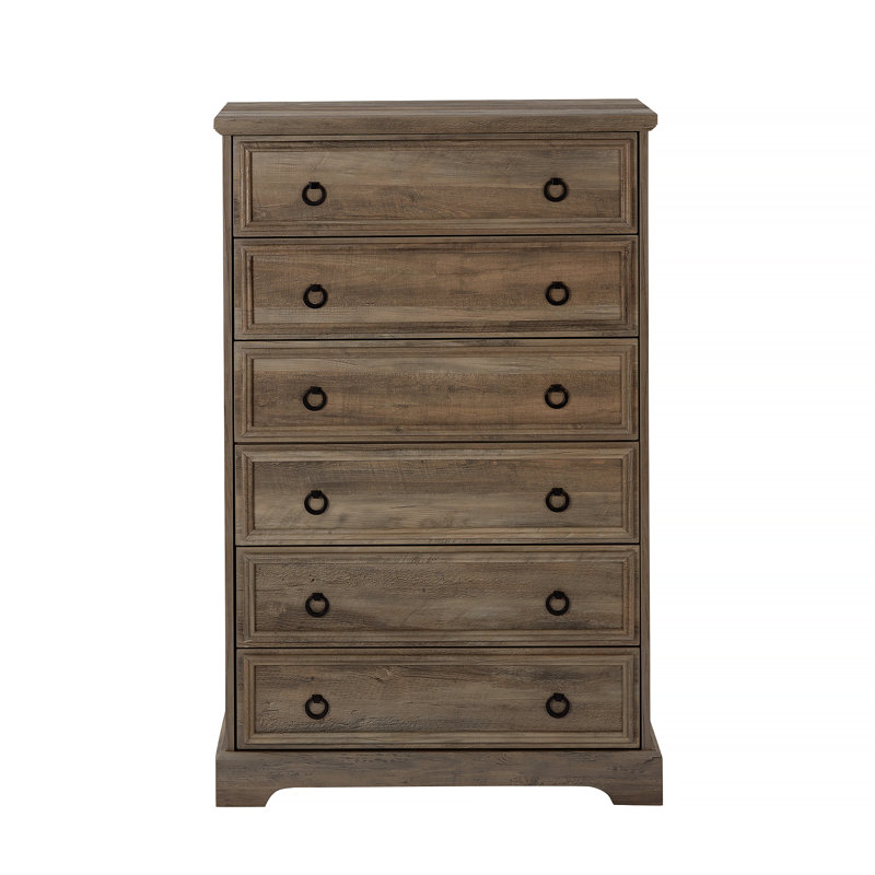 Grande commode de chambre moderne à six tiroirs avec sécurité anti-surmatelas, assemblage sans effort, rangement spacieux et touche médiévale distinctive