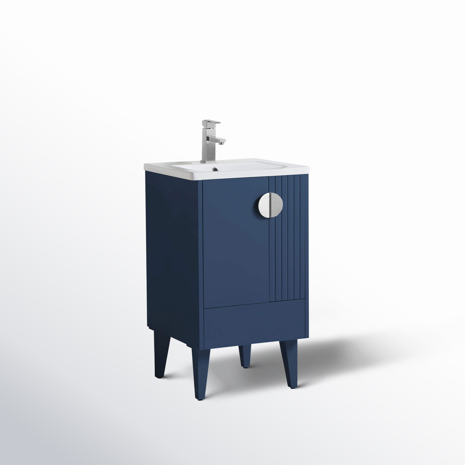 Saimah 20'' Single Bathroom Vanity, Polished Chrome, Navy Blue
