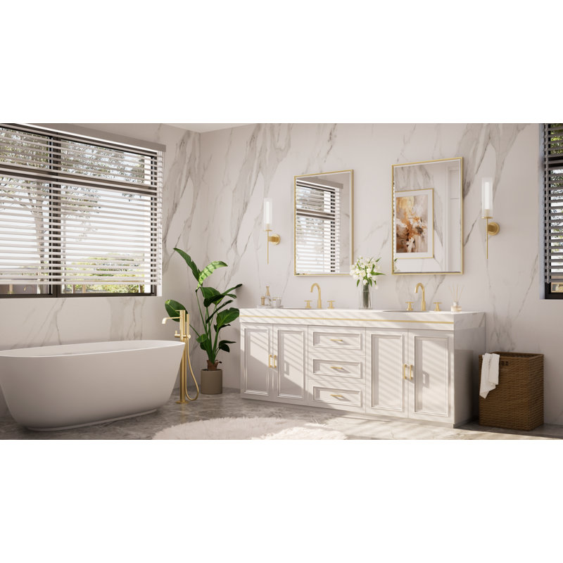 Miroir de salle de bain Areiona, 24 po x 36 po, Or brossé