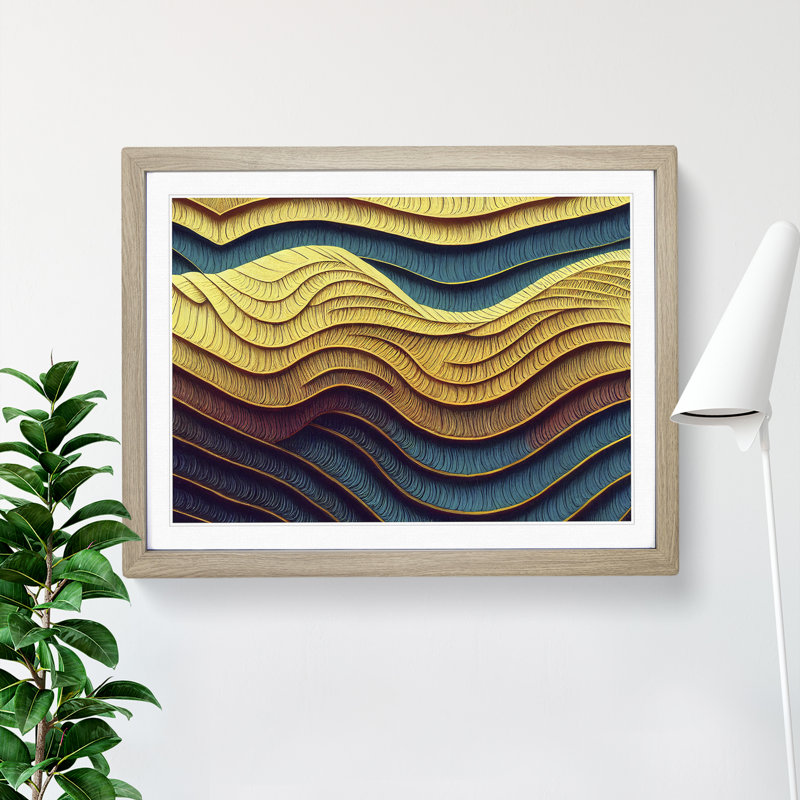 Stupendous Modern Abstract Art - Single Picture Frame Print, 46cm H x 64cm W x 2cm D, Oak