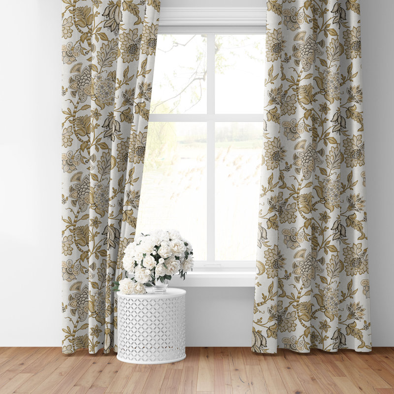 Bronte Gold Cotton Pinch Pleat Drapery Panel Set of 2, 40" W x 180" L