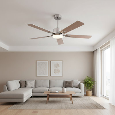 Ventilateur de plafond 42 po avec lumière et télécommande - Ventilateur moderne à profil bas avec moteur à courant continu réversible à 6 vitesses, DEL à 3 couleurs à intensité variable, pales à finition double (deux options de couleur)
